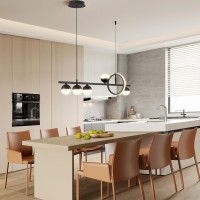 Oranoor Modern Led Chandeliers For Dining Room Dimmable Kitchen Pendant Lighting Over Island 39In Linear Globe Chandelier Ligh