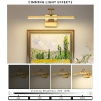 Pasoar Hardwired Picture Light Dimmable Led Picture Lights For Paintings 157 Inch Brass Metal Body Wall Pictures With Adjust