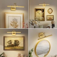 Pasoar Hardwired Picture Light Dimmable Led Picture Lights For Paintings 157 Inch Brass Metal Body Wall Pictures With Adjust