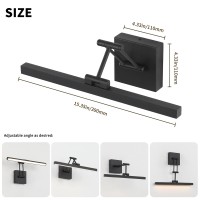 Pasoar Hardwired Picture Light Dimmable Led Picture Lights For Paintings 157 Inch Black Metal Body Wall Pictures With Adjust