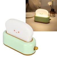 Green Toaster Lamp, Adjustable Warm Light, Usb Rechargeable Small Bedroom Desk Lamp With Bread Shape, Vintage Style, Compact Design For Night Light, Bedside Lamp, Ambience Lamp