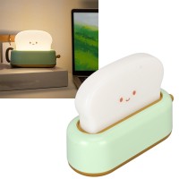 Green Toaster Lamp, Adjustable Warm Light, Usb Rechargeable Small Bedroom Desk Lamp With Bread Shape, Vintage Style, Compact Design For Night Light, Bedside Lamp, Ambience Lamp