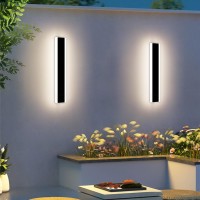 Daoseolo 2 Pack Modern Outdoor Wall Light 118Inch Wall Sconces With 3000K Warm White Light Ip65 Waterproof Minimalist Long Le