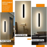 Daoseolo 2 Pack Modern Outdoor Wall Light 118Inch Wall Sconces With 3000K Warm White Light Ip65 Waterproof Minimalist Long Le