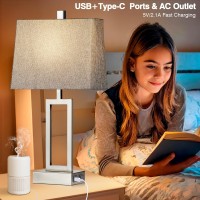 Lolikit 235 Touch Control Table Lamps Metal Bedside Lamp For Bedroom Set Of 2 With Usb Ac Ports Ac Outlet 3Way Dimmable