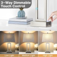 Lolikit 235 Touch Control Table Lamps Metal Bedside Lamp For Bedroom Set Of 2 With Usb Ac Ports Ac Outlet 3Way Dimmable