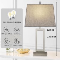 Lolikit 235 Touch Control Table Lamps Metal Bedside Lamp For Bedroom Set Of 2 With Usb Ac Ports Ac Outlet 3Way Dimmable