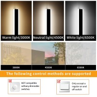 Daoseolo 2 Pack Modern Outdoor Wall Light 118Inch Wall Sconces With 3 Lights Color 3000K4500K6000K Ip65 Waterproof Minimali