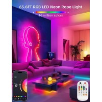 Lamomo 656Ft Led Neon Rope Lights Rgb Led Strip Lights With App Remote Control Music Sync Color Changing Waterproof Flexible