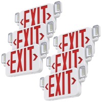 Sitisfi Led Combo Emergency Exit Sign Light With Two Adjustable Head Lights And Backup Battery Exit Light Us Standard Red Letter