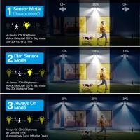 Solar Outdoor Lights 3500Lm 296 Led 7000K Dual Motion Sensor Flood Lights 4 Heads Ip65 Waterproof Powered Security Lights 33