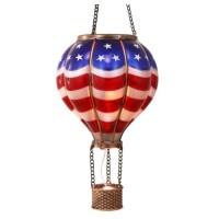 Teresas Collections Patriotic Hot Air Balloon Solar Lantern For Garden Decor Halloween Christmas Party Hanging Flickering Flame