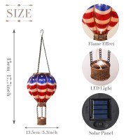 Teresas Collections Patriotic Hot Air Balloon Solar Lantern For Garden Decor Halloween Christmas Party Hanging Flickering Flame