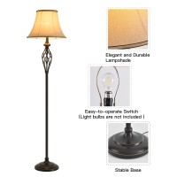 Smeike 3 Pack Lamp Set Living Room Lamp Set Of 3 Floor And Table Lamp Set In Bronze Finish With Vintage Brown Fabric Lamp Shad