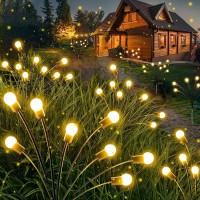 Moenergy Solar Garden Lights, New Upgraded Leaf Design 2 Pack 10 Leds Solar Firefly Lights, Solar Garden Lights Outdoor Waterproof, Firefly Lights Solar Outdoor Decorations For Patio Yard