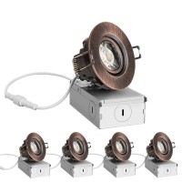 Zyc 3Inch Gimbal Recessed Light 3 Inch 4 Pack Bronze Round Gimbal Light Led Downlight Gimbal 900 Lumens 8 Watts Dimmable