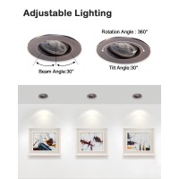 Zyc 3Inch Gimbal Recessed Light 3 Inch 4 Pack Bronze Round Gimbal Light Led Downlight Gimbal 900 Lumens 8 Watts Dimmable