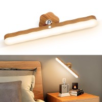 Aiewev Touch Control Magnet Bedside Lamp,Wood Color Grain Light Bar Wall Lamp, 360 Rotation Rechargeable Cordless Light For Living Room Bedroom