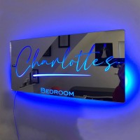 Hadefa Acrylic Led Mirror, Personalized Name Mirror, 15X7 Inches, Multi Color Lighting, Wall Decoration