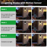 Auzev Outdoor Solar Wall Lights Fixtures Exterior Solar Wall Lantern Lights With Clear Panel Wall Mount Motion Sensor 3Lighting