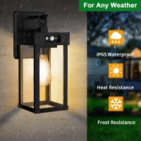 Auzev Outdoor Solar Wall Lights Fixtures Exterior Solar Wall Lantern Lights With Clear Panel Wall Mount Motion Sensor 3Lighting