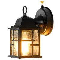 Okeli Dusk To Dawn Outdoor Wall Lights Exterior Waterproof Lantern Front Porch Sconce Lighting With Water Ripple Glass Shade