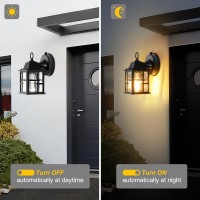 Okeli Dusk To Dawn Outdoor Wall Lights Exterior Waterproof Lantern Front Porch Sconce Lighting With Water Ripple Glass Shade