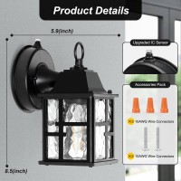 Okeli Dusk To Dawn Outdoor Wall Lights Exterior Waterproof Lantern Front Porch Sconce Lighting With Water Ripple Glass Shade