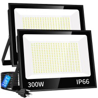 Isuerfy 300W Led Flood Light Outdoor With Plug2000W Eqv 36000Lm Ultra Bright Security Lights Ip66 Waterproof Exterior Plug I