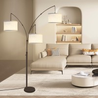 Arc Floor Lamps For Living Room Modern Mid Century Tall Standing Floor Lamp With Heavy Base For Bedroom Office 3Light Floor Lam