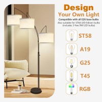 Arc Floor Lamps For Living Room Modern Mid Century Tall Standing Floor Lamp With Heavy Base For Bedroom Office 3Light Floor Lam