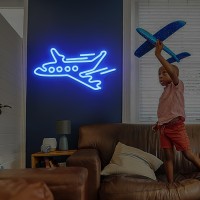 Airplane Neon Sign For Wall Decor Dimmable Led Airplane Neon Sign For Boys Room Airplane Neon Light Signs Light Up Sign For Kids