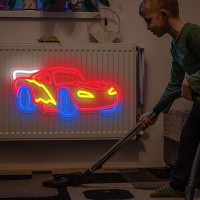 Car Neon Sign For Wall Decor Dimmable Racing Car Neon Sign Led Neon Light Neon Racing Car Sign Car Neon Lights Signs Light Up Si