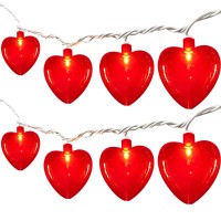 85Ft Red Heart Fairy String Lights Valentines Day Decor Lights With 10 Red 3D Heart Lights Connectable Valentines Day Love