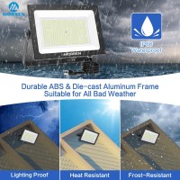 Morsen Led Flood Light Outdoor 300W 32000 Lumens Work Light With Plug 6000K Outside Portable Exteriores Security Floodlights For Yard Garage Garden Lawn Ip66 Waterproof Flood Light 2 Pack