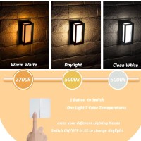 Rosykite Outdoor Sconce Wall Lighting, Square Led Porch Lights Outdoor 18W 3000K 4000K 5000K 3 Color Changeable,Exterior Outside Wall Lights For House Doorway,Carriage