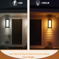 Rosykite Modern Outdoor Wall Lights 2Pack, Led Rectangle 18W Bright Warm To Cool Tunable White Exterior Lighting Fixtures, Waterproof Outdoor Lights For House,Porch,Garage (Rectangle-Cct)