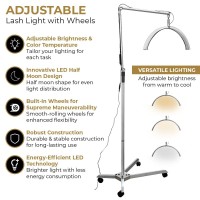 Existing Beauty Lash Light For Eyelash Tech With Wheels Led Half Moon Light Adjustable Brightness Warm To Cool Light Esth