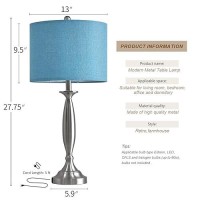 Oneach 27 Modern Table Lamps Set Of 2 For Living Room Bedroom With Usb Ac Charging Port Brushed Steel Bedside Lamps For Night