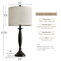 Oneach 27 Modern Table Lamps Set Of 2 For Living Room Bedroom With Usb Ac Charging Port Brushed Steel Bedside Lamps For Night