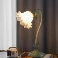 1Pc Classic Flower Shaped Table Lamp, Retro Bedside Lamps, Living Room, Bedside Table Lamp, Home Decoration Lamp (Color : Green)