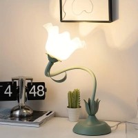 1Pc Classic Flower Shaped Table Lamp, Retro Bedside Lamps, Living Room, Bedside Table Lamp, Home Decoration Lamp (Color : Green)