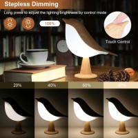 Vomii Small Bird Table Lamp Cordless Desk Lamp Touch Control 3Color Dimmable Bedside Lamp Rechargeable Battery Lamp Cold