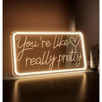 Welltodo Youre Like Really Pretty Neon Sign Warm White Neon Lights For Bedroom Wall Aesthetic Decor Led Neon Signs Room Decor