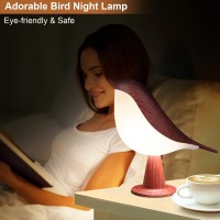 Vomii Small Bird Table Lamp Cordless Desk Lamp Touch Control 3Color Dimmable Bedside Lamp Rechargeable Battery Lamp Cold