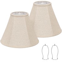 Bell Lamp Shades Set Of 2 Beige Shade Replacement For Table Lamps Floor Lamps 6Top X 13Bottom X 10High Fabric Natural Lin