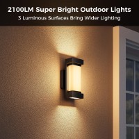 Xmcosy Outdoor Wall Lights 2100Lm Led Outdoor Light Fixture For House Smart Rgbcw Black Exterior Lighting Wall Sconce Wifi A