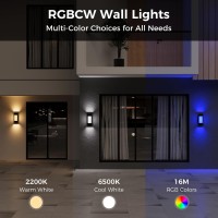 Xmcosy Outdoor Wall Lights 2100Lm Led Outdoor Light Fixture For House Smart Rgbcw Black Exterior Lighting Wall Sconce Wifi A