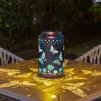 Pearlstar Butterfly Lantern Outdoor Solar Hanging Lantern Waterproof Solar Light Decorative For Table Patio Yard Garden Lawn Lan