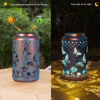 Pearlstar Butterfly Lantern Outdoor Solar Hanging Lantern Waterproof Solar Light Decorative For Table Patio Yard Garden Lawn Lan